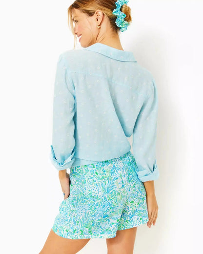 Lilly Pulitzer | Lilly Pulitzer | Sea View Linen Button Down Top | Cloister Collection | Tops