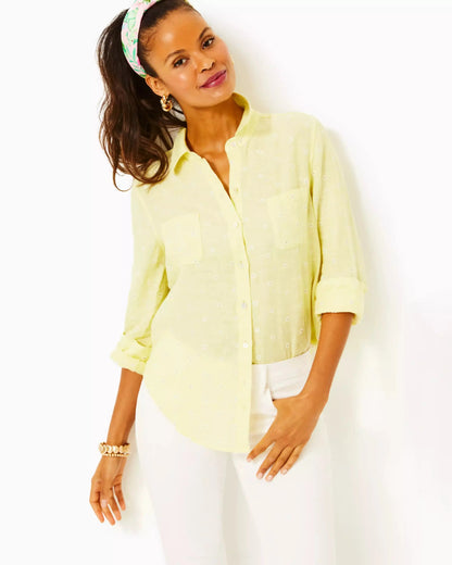 Lilly Pulitzer | Lilly Pulitzer | Sea View Linen Button Down Top | Cloister Collection | Tops