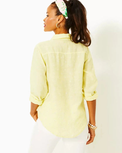 Lilly Pulitzer | Lilly Pulitzer | Sea View Linen Button Down Top | Cloister Collection | Tops