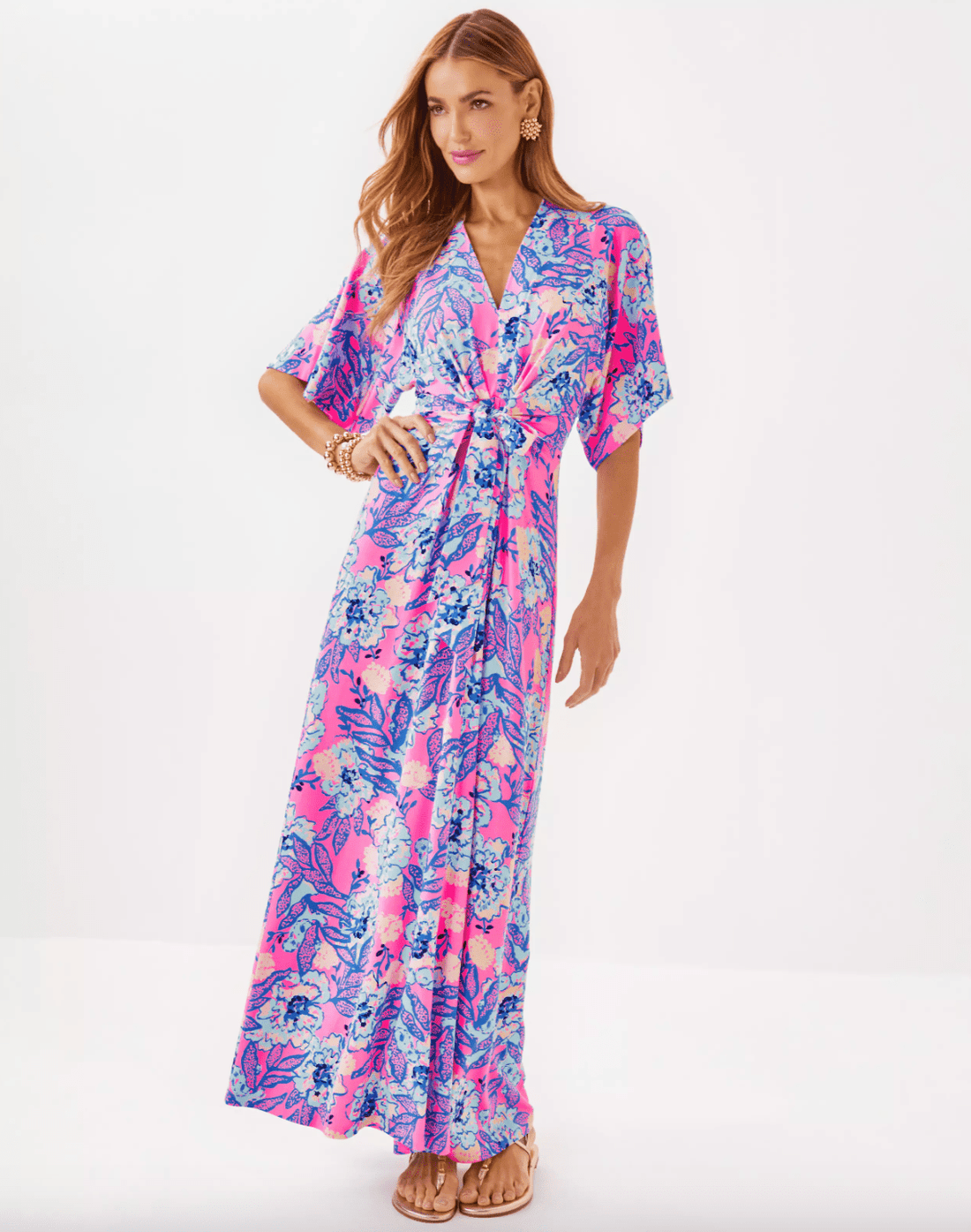 Lilly Pulitzer | Lilly Pulitzer | Wisteria Elbow Sleeve V - neck Maxi | Cloister Collection | LADIES