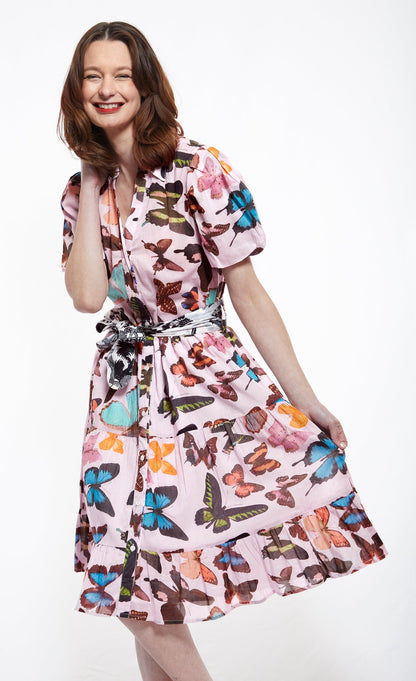 Dizzy Lizzie | Litchfield Dress in Pink with Butterflies | Cloister Collection | DRESSES