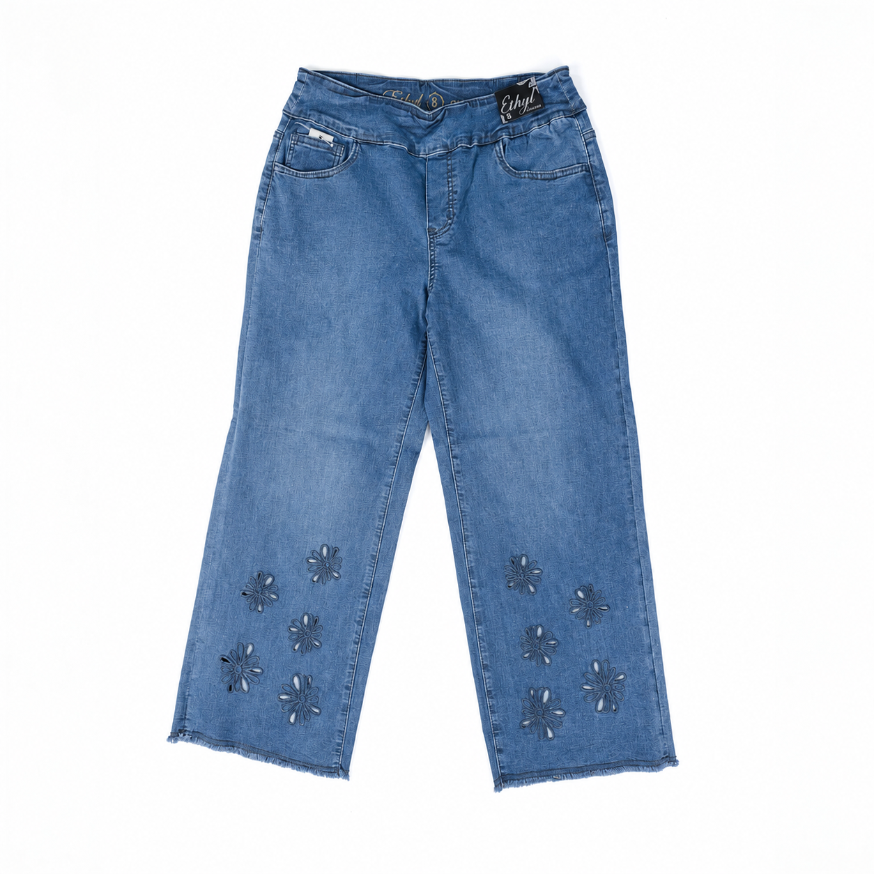 Medium Wash Jeans with Embroidery
