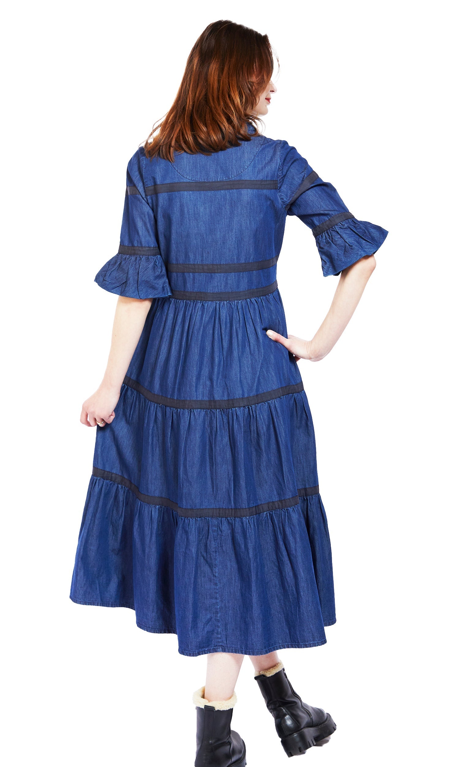 Dizzy Lizzie | Miami Dress In Denim With Black Ribbon Trim | Cloister Collection | DRESSES