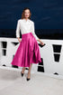 Dizzy Lizzie | Mid - Calf Skirt Fuchsia Silk | Cloister Collection | SKIRTS