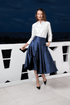 Dizzy Lizzie | Mid - Calf Skirt Navy Silk | Cloister Collection | SKIRTS