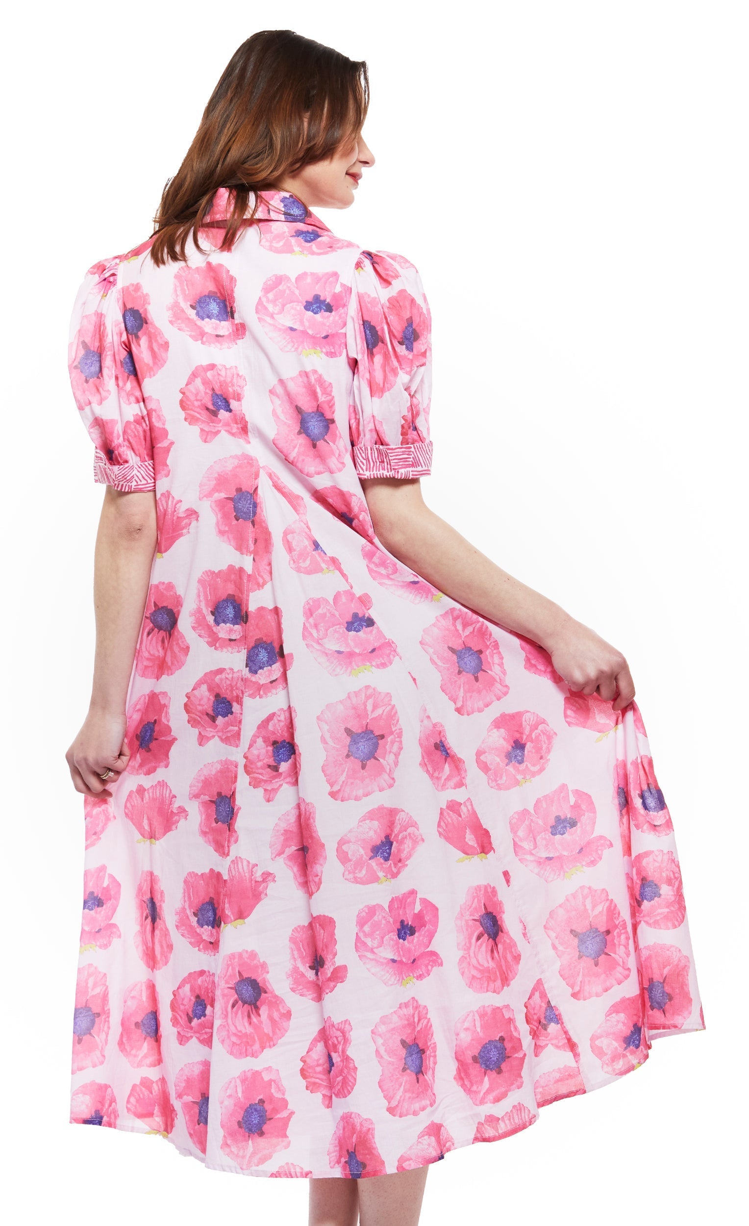 Dizzy Lizzie | Montauk Dress in Pink with Poppy Print | Cloister Collection | DRESSES