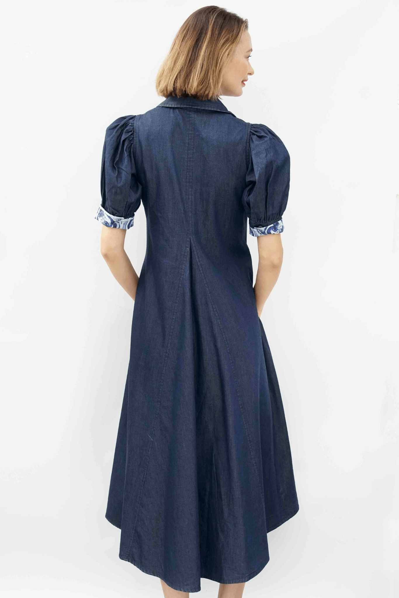 Dizzy Lizzie | Montauk Trapeze Denim Dress, Midi Length | Cloister Collection | DRESSES