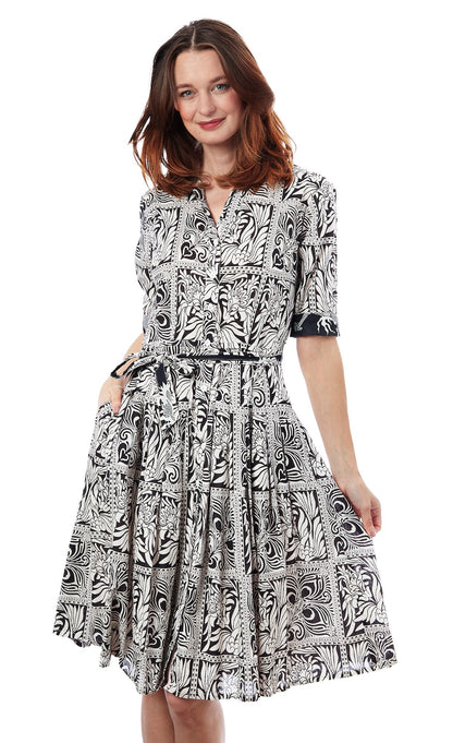 Dizzy - Lizzie | Mrs Maisel Black White Geo Print | Cloister Collection | Dress