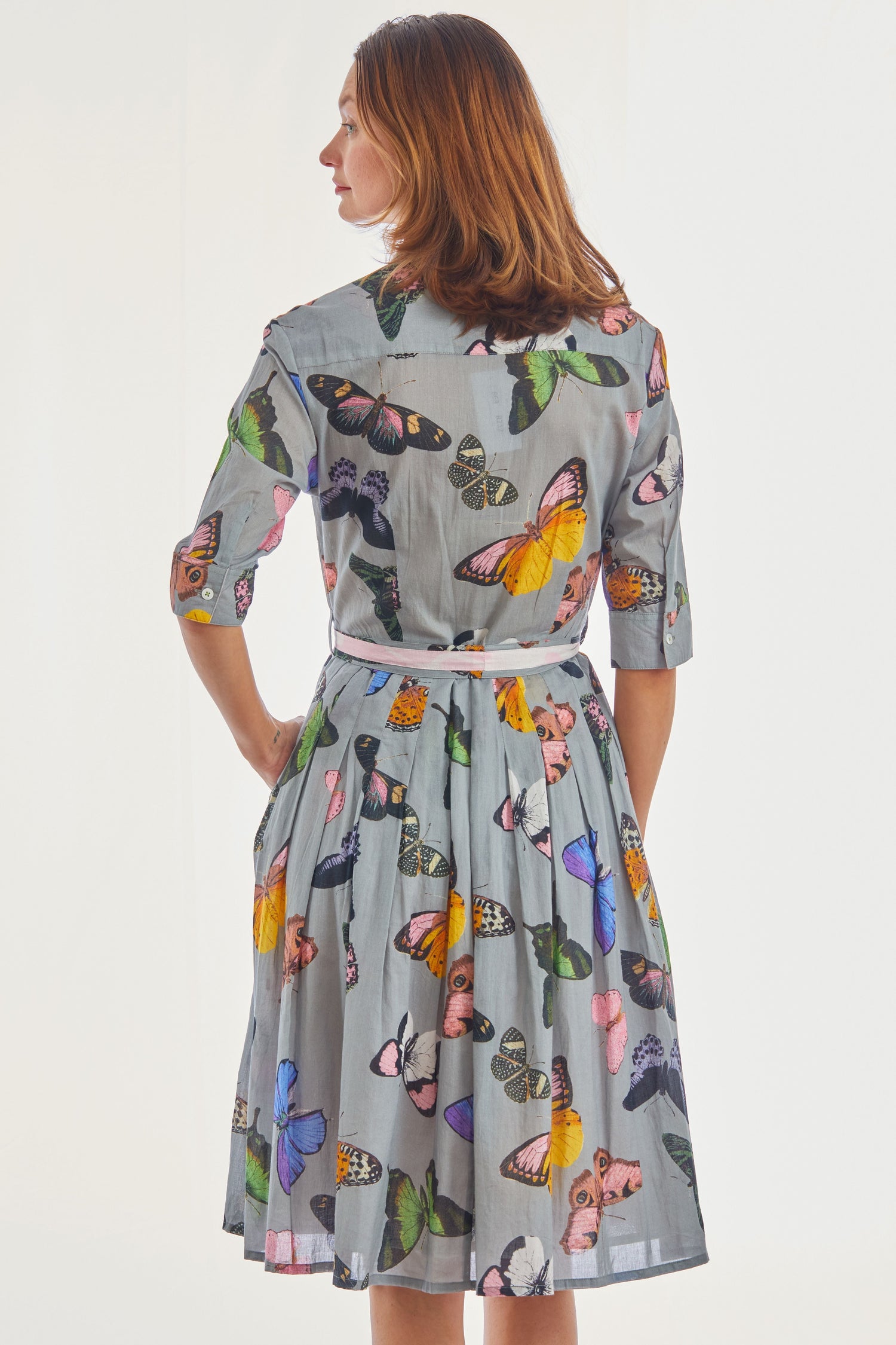 Dizzy Lizzie | Mrs Maisel Dress Grey Butterflies | Cloister Collection | DRESSES