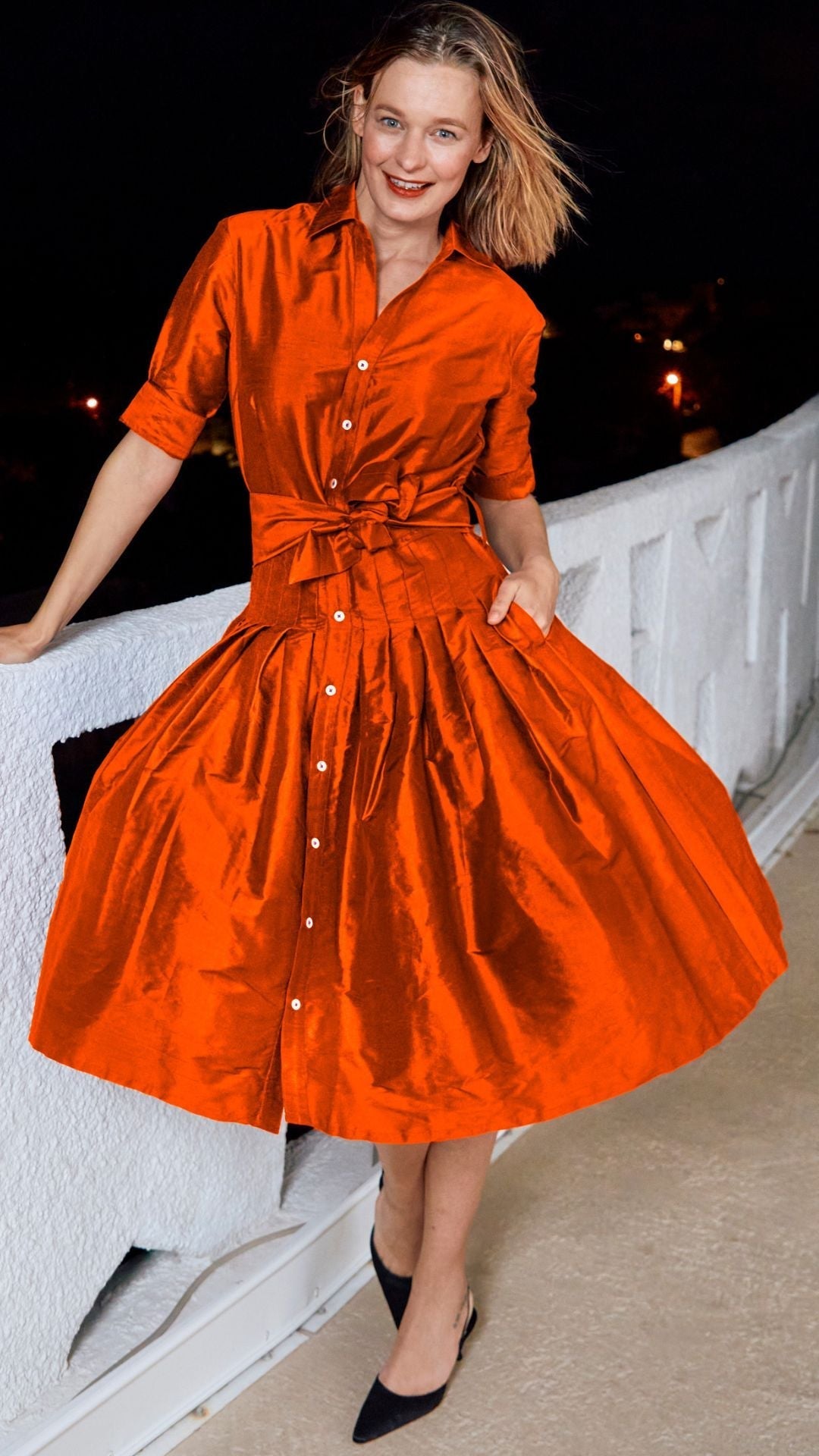 Dizzy Lizzie | Mrs Maisel Orange Silk | Cloister Collection | DRESSES