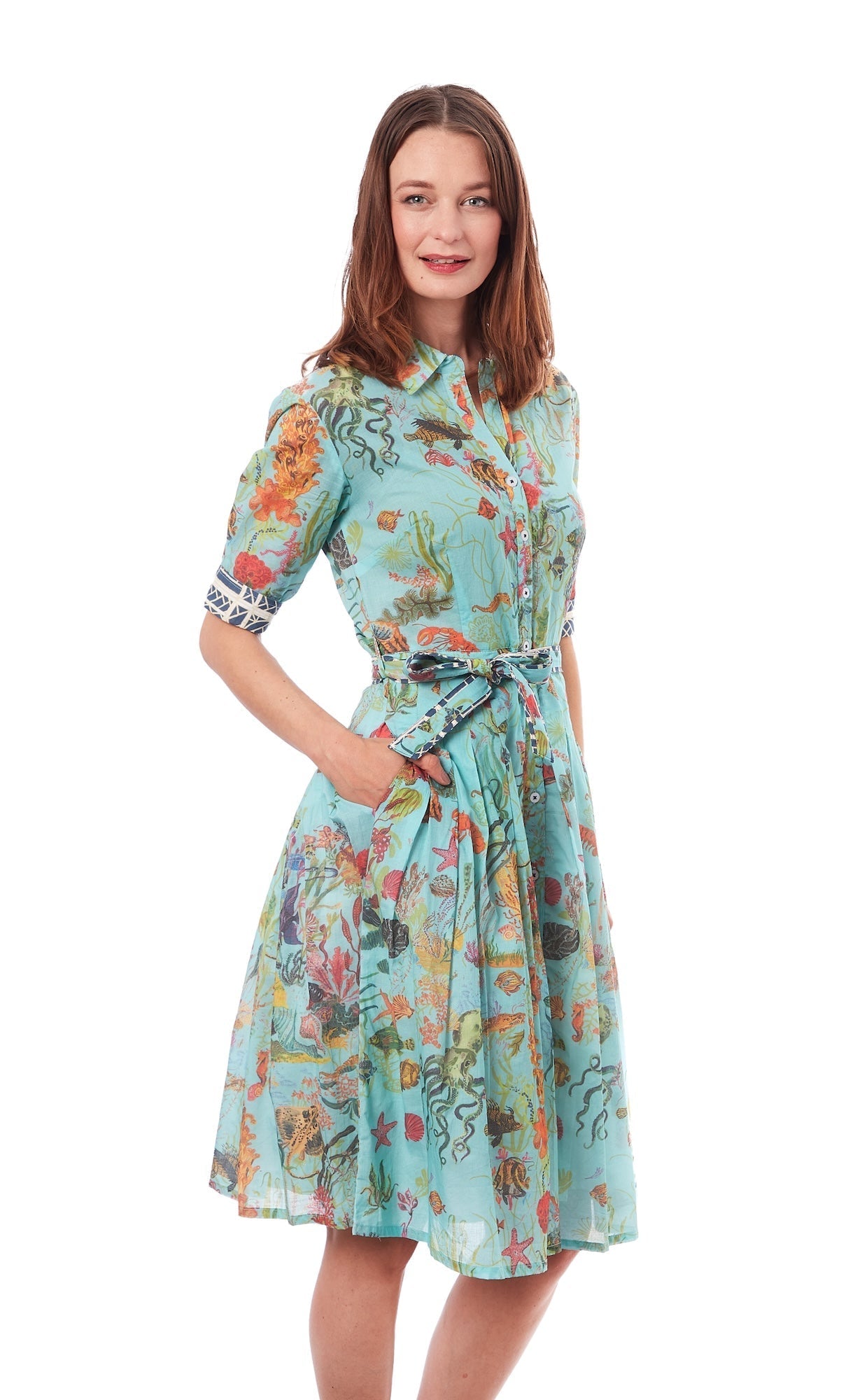 Dizzy - Lizzie | Mrs Maisel Turquoise Ground Sealife Dress | Cloister Collection | Dress