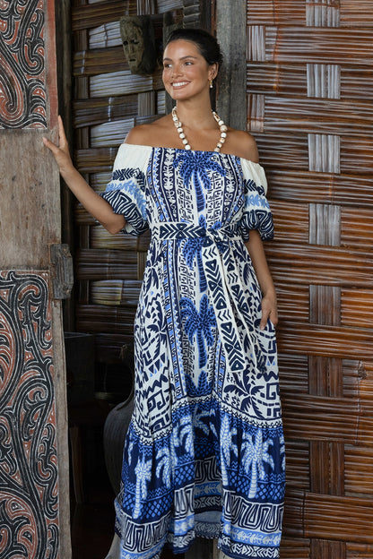 Miss June | Mya Long Dress - Blue