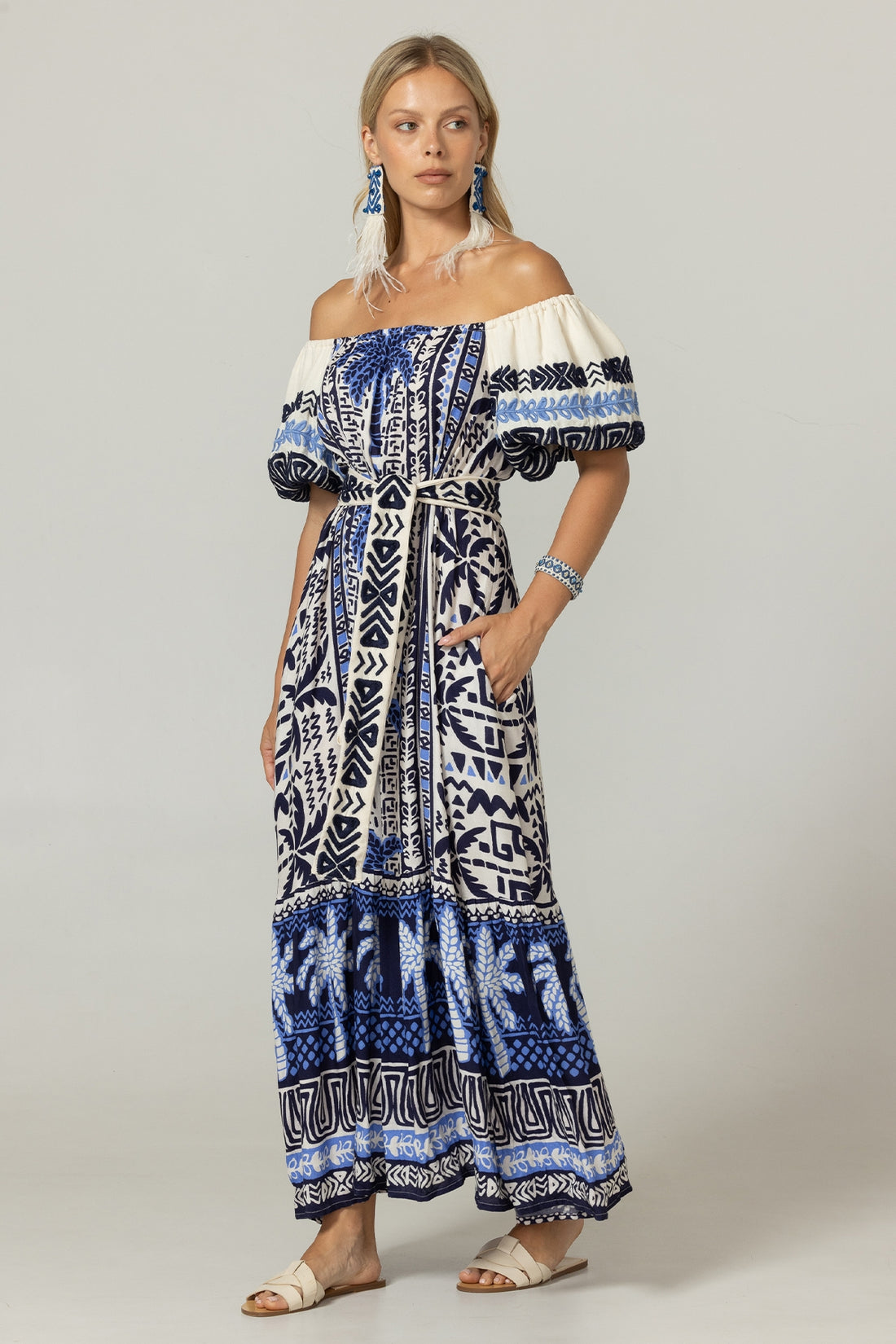 Miss June | Mya Long Dress - Blue