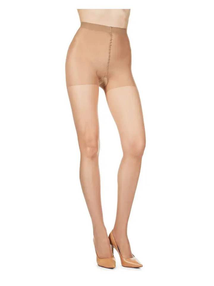 Beige shapewear worn by a model on a white background