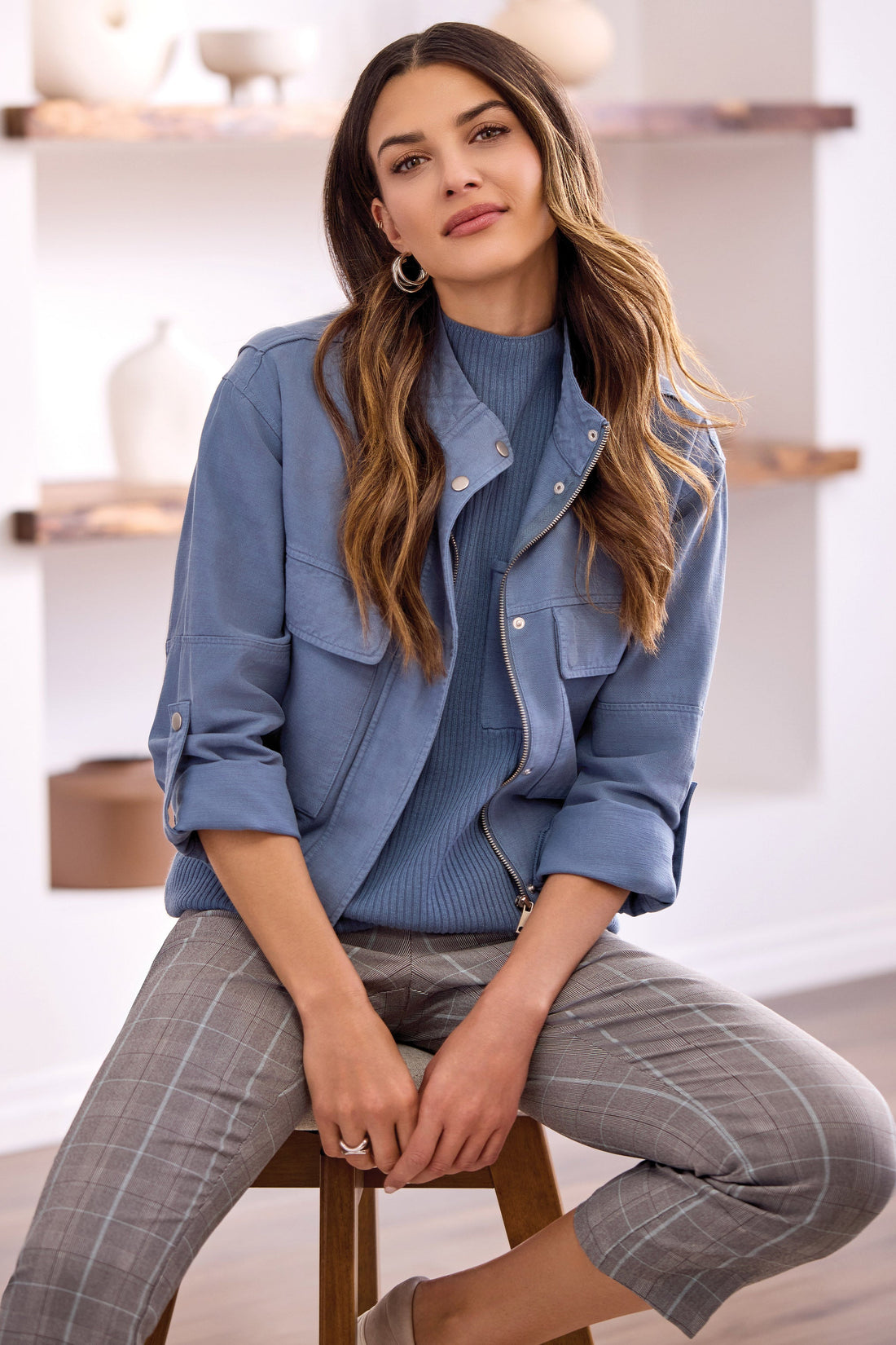 Tribal | Slub Twill Zip-Front Mock Neck Jacket