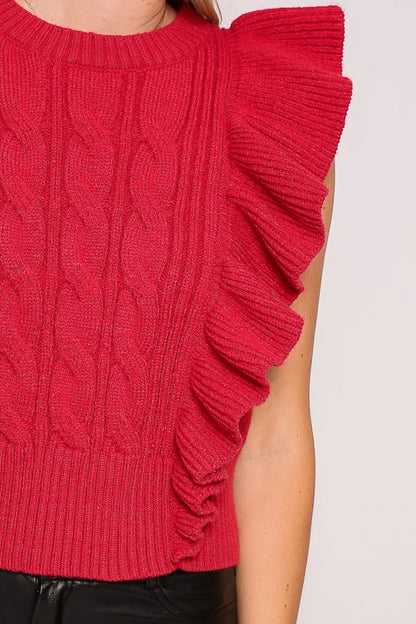 Cloister Collec | Ruffle Sleeve Cable Top