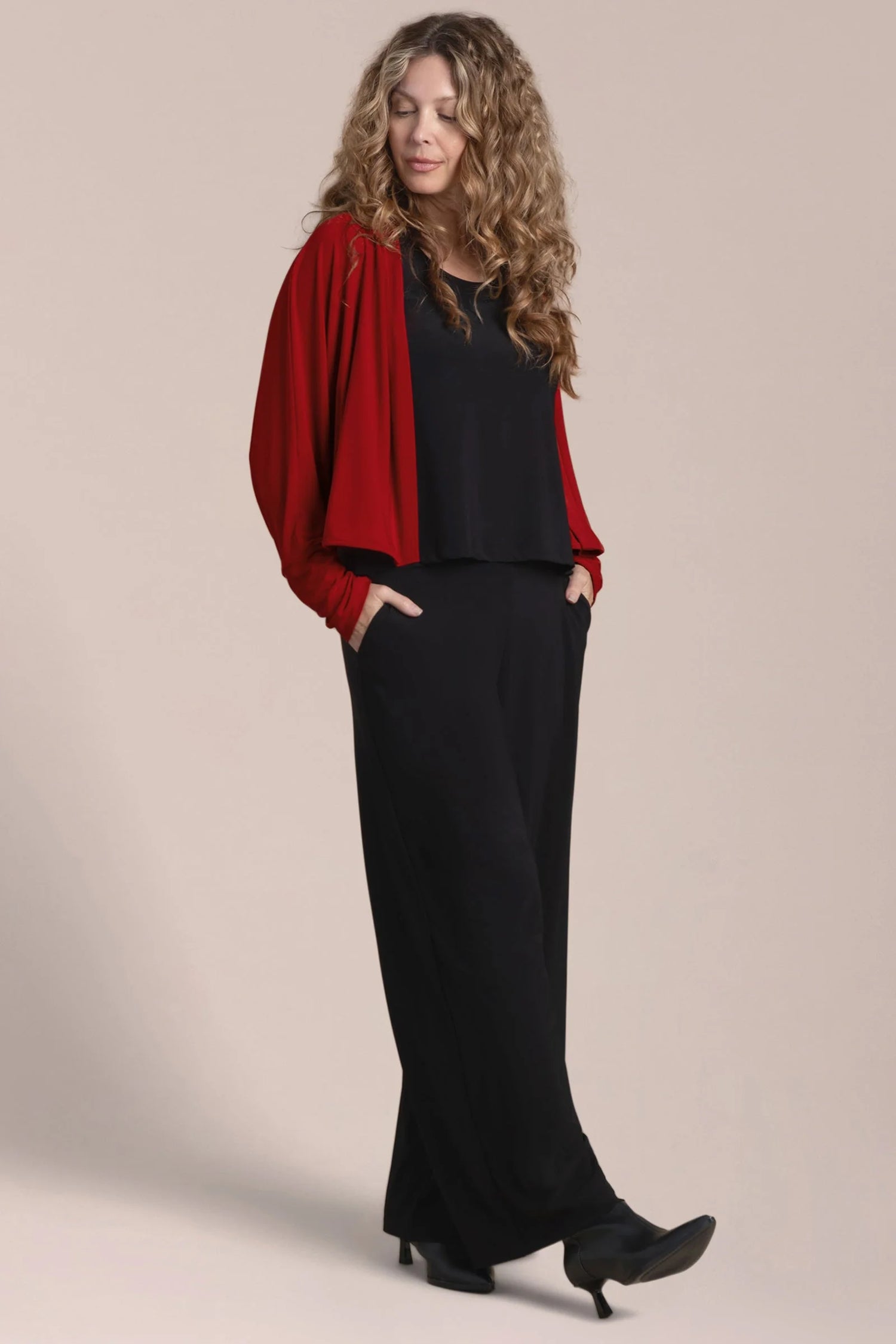 Sympli | Honeycomb Shrug - Red