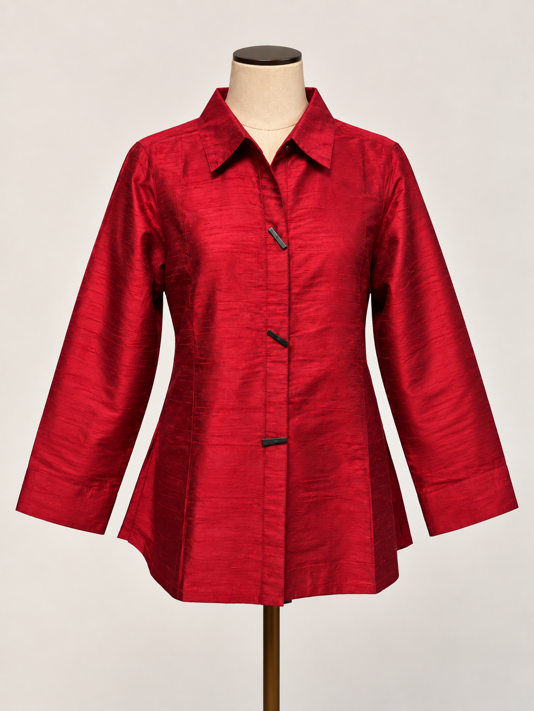 red cranberry Silk A-line Shirt Jacket