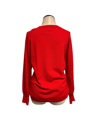 The H Edition | Red Sweater with Gold Buttons down Raglan Sleeve