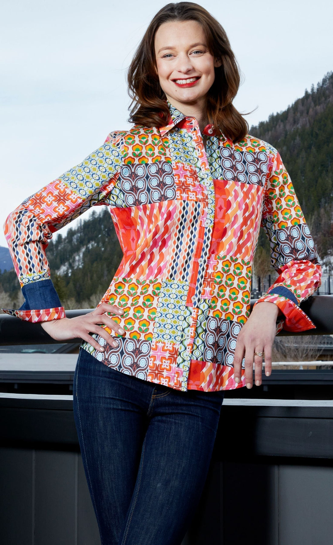 Dizzy Lizzie | Rome Shirt Multi Patchwork Print | Cloister Collection | SHIRT