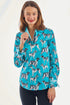 Dizzy Lizzie | Rome Shirt Turquoise Ground Black White Pooches | Cloister Collection | SHIRT