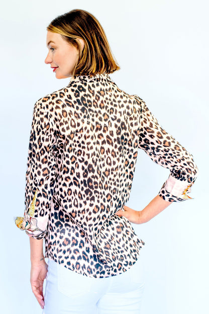 Dizzy Lizzie | Rome Shirt with 3/4 Sleeve Cheetah Print | Cloister Collection | SHIRTS
