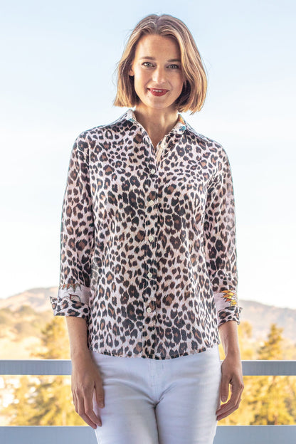 Dizzy Lizzie | Rome Shirt with 3/4 Sleeve Cheetah Print | Cloister Collection | SHIRTS