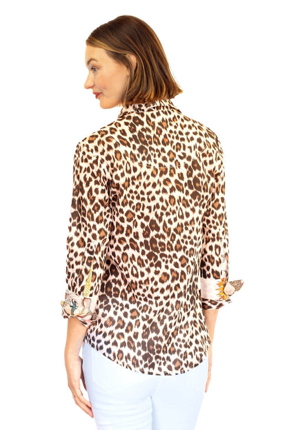 Dizzy Lizzie | Rome Shirt with 3/4 Sleeve Cheetah Print | Cloister Collection | SHIRTS