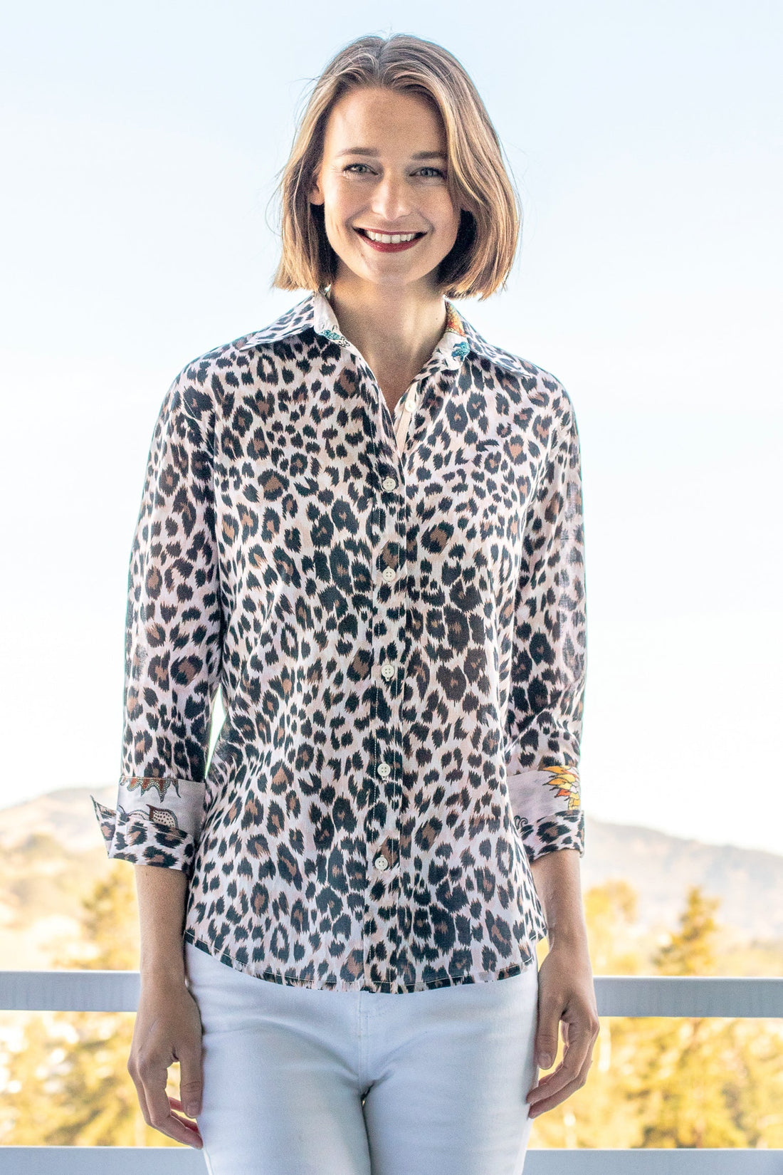 Dizzy Lizzie | Rome Shirt with 3/4 Sleeve Cheetah Print | Cloister Collection | SHIRTS