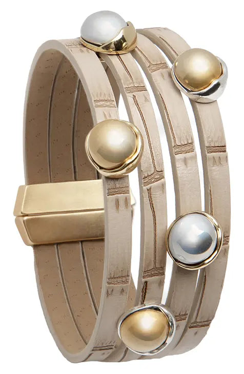 Saachi | Vegan Leather Embellished Bracelet
