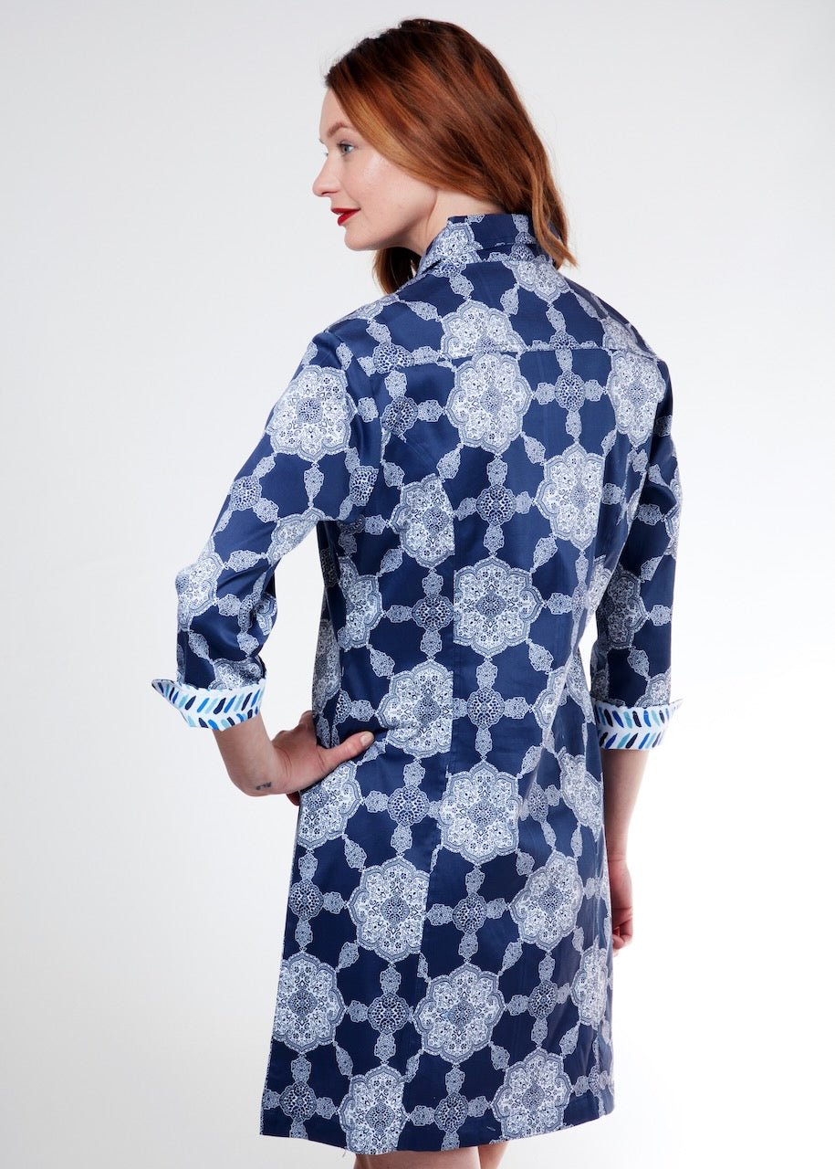 Dizzy Lizzie | Sag Harbor Dress Navy Gound Medallion Print | Cloister Collection | DRESSES