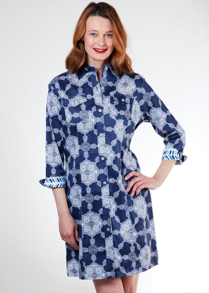 Dizzy Lizzie | Sag Harbor Dress Navy Gound Medallion Print | Cloister Collection | DRESSES