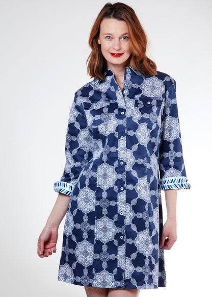 Dizzy Lizzie | Sag Harbor Dress Navy Gound Medallion Print | Cloister Collection | DRESSES