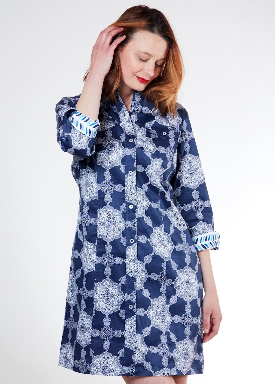 Dizzy Lizzie | Sag Harbor Dress Navy Gound Medallion Print | Cloister Collection | DRESSES