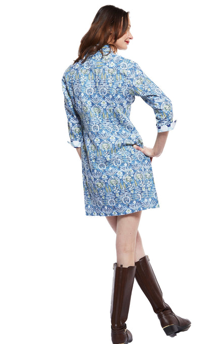 Dizzy Lizzie | Sag Harbor Dress With Blue Kilim Print | Cloister Collection | DRESSES