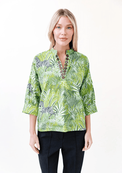 Sheridan French | Sheridan French | Drew Blouse - Pistachio Zebra | Cloister Collection | CONTEMPORARYSP