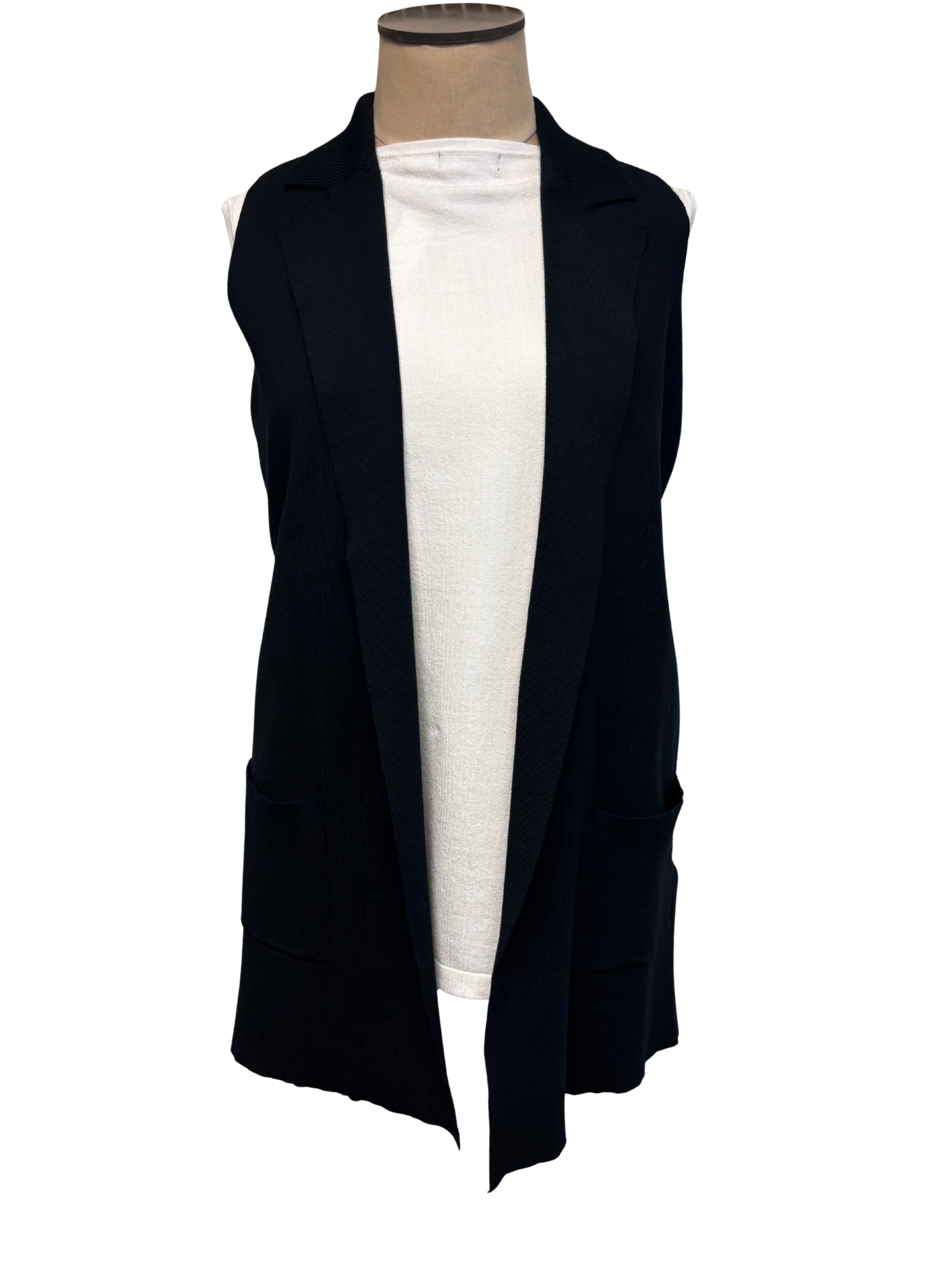 Black Notch Colar Vest