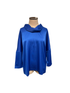Blue cowl-neck top on a mannequin against a white background