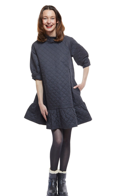 Dizzy Lizzie | St. Tropez Softly Quilted Black Poplin Dress, Oversized Silhouette | Cloister Collection | DRESSES