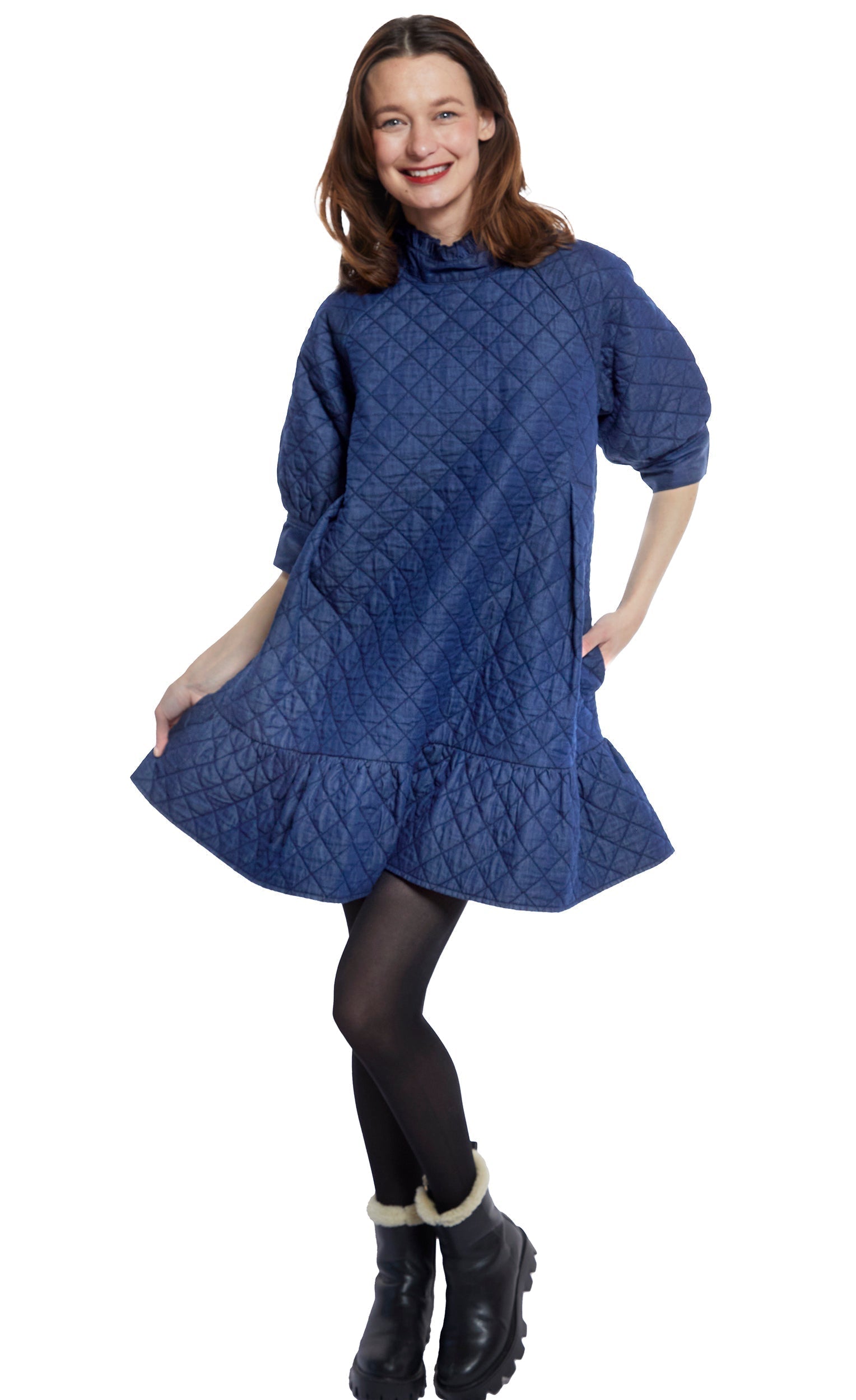 Dizzy Lizzie | St. Tropez Softly Quilted Denim Dress, Oversized Silhouette | Cloister Collection | DRESSES