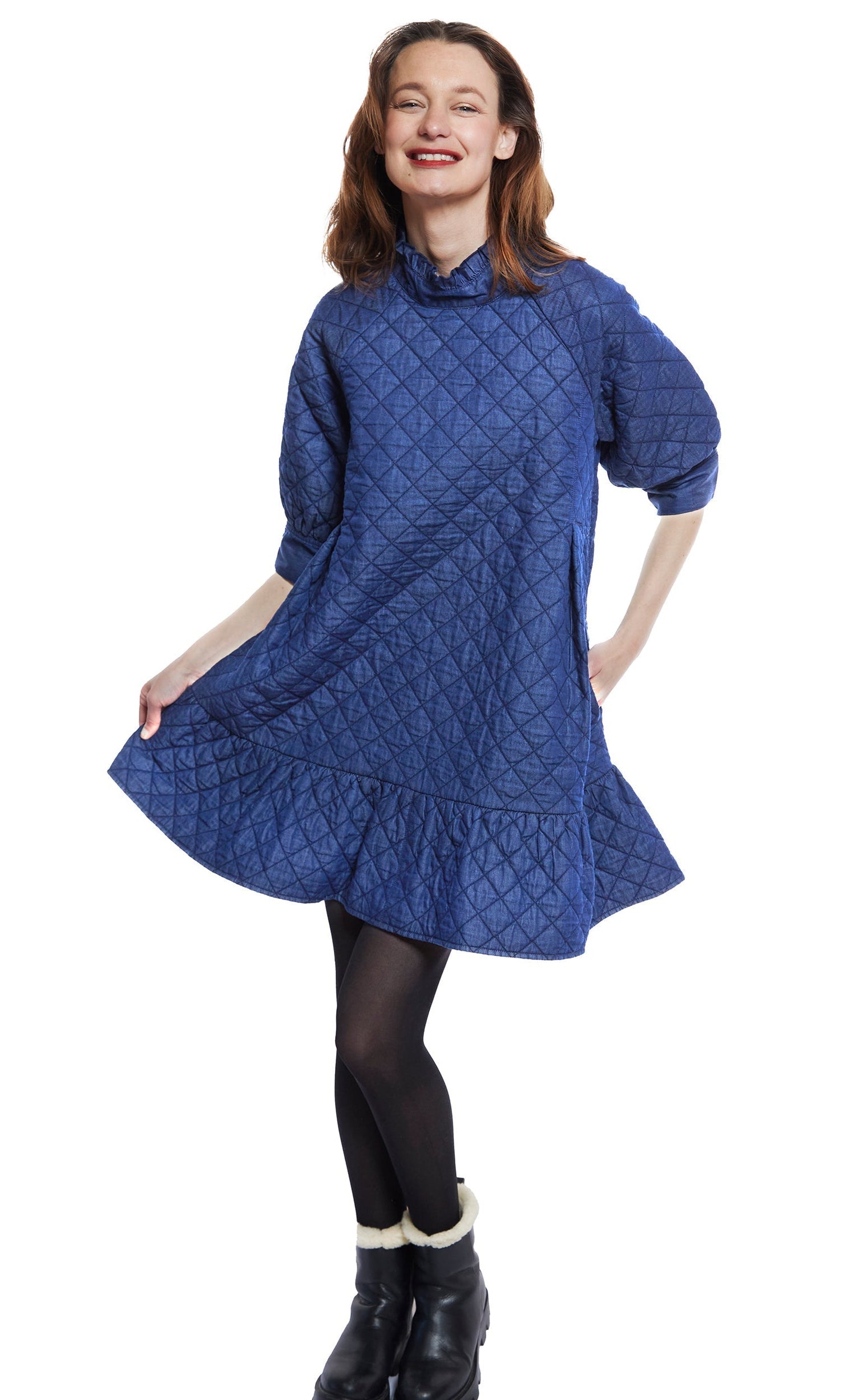 Dizzy Lizzie | St. Tropez Softly Quilted Denim Dress, Oversized Silhouette | Cloister Collection | DRESSES