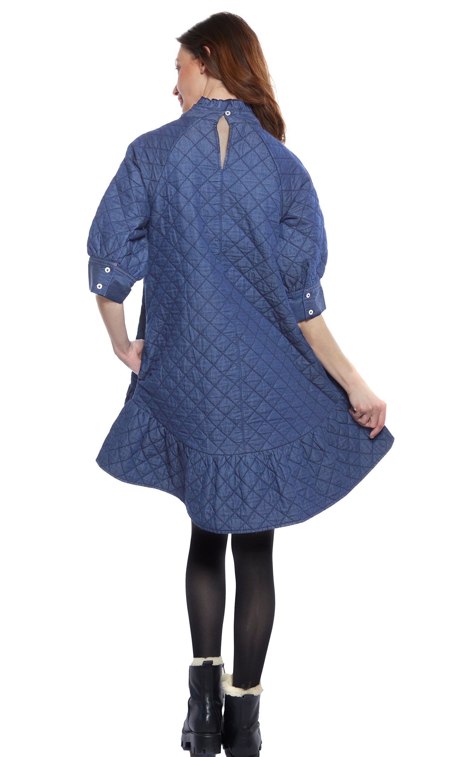 Dizzy Lizzie | St. Tropez Softly Quilted Denim Dress, Oversized Silhouette | Cloister Collection | DRESSES