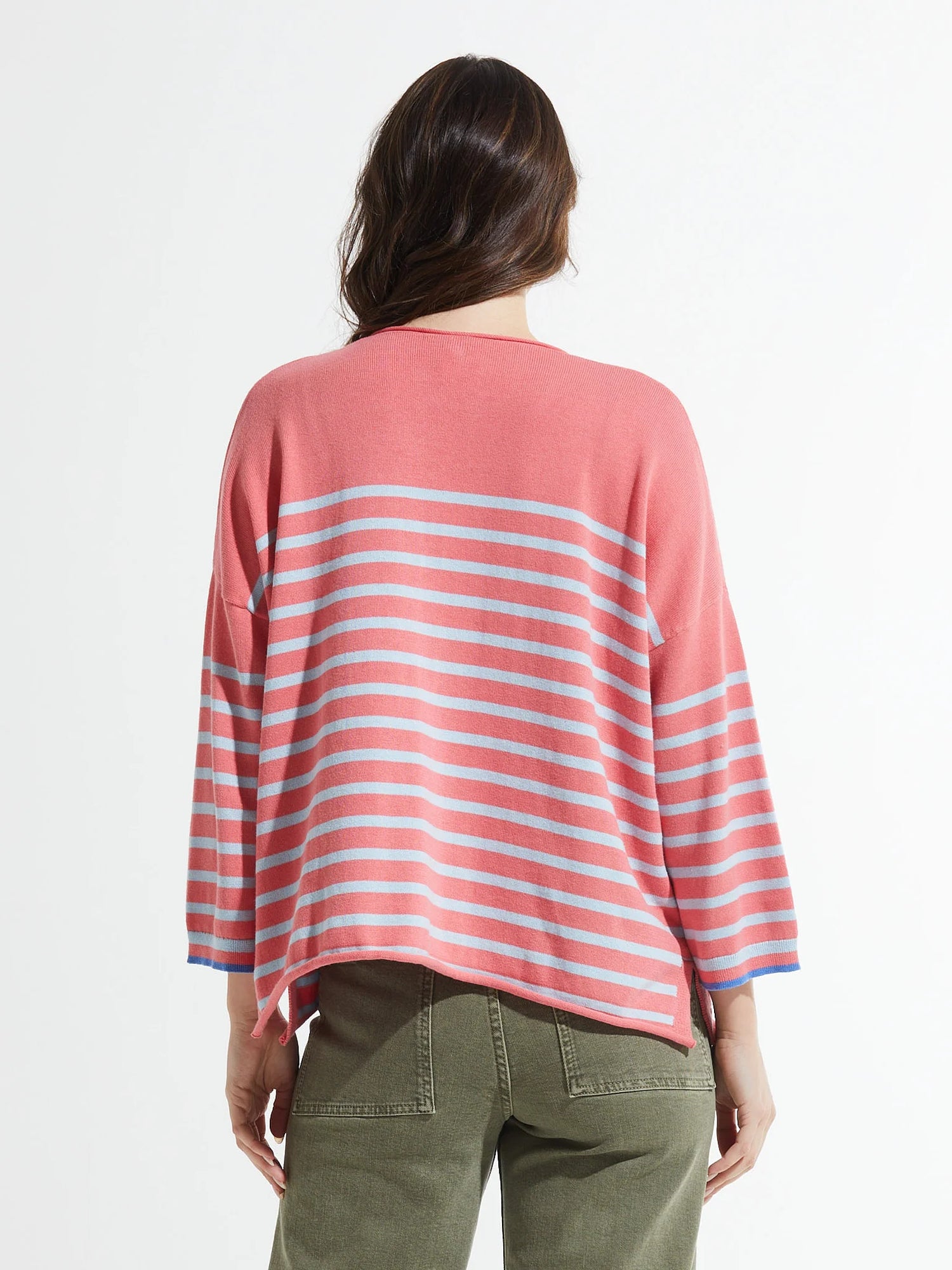 Zaket &amp; Plover | Nautical 3/4 Sleeve Striped Sweater with Pockets