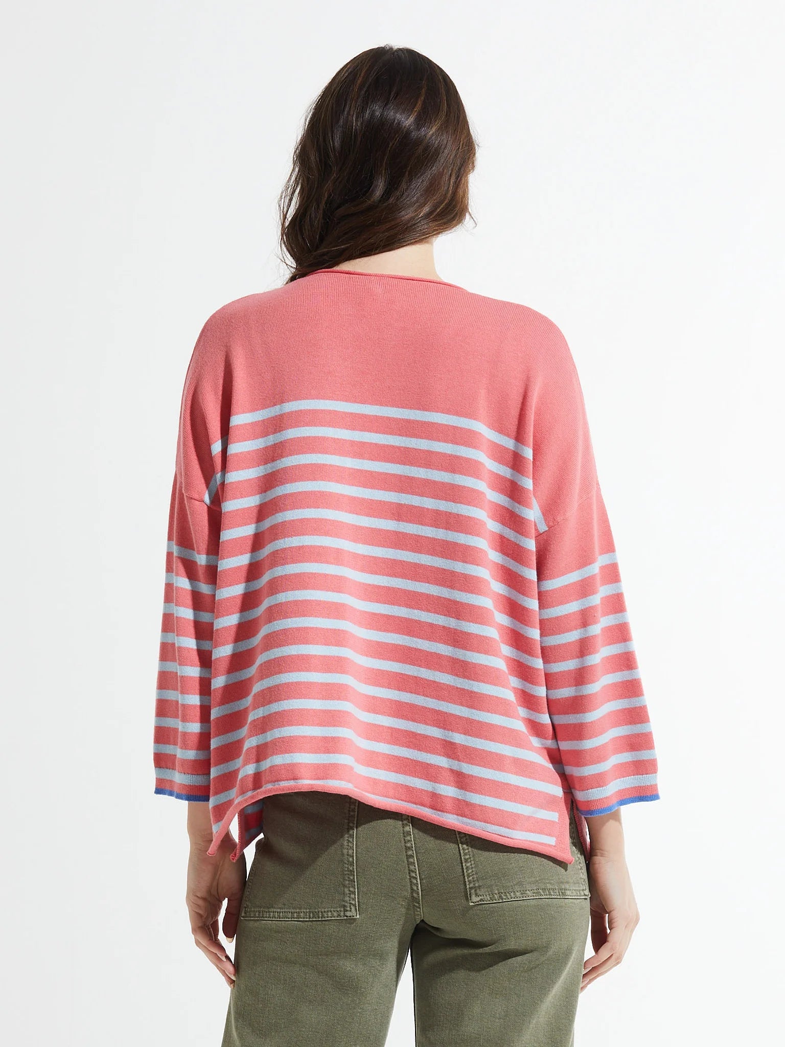 Zaket &amp; Plover | Nautical 3/4 Sleeve Striped Sweater with Pockets