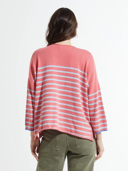 Zaket &amp; Plover | Nautical 3/4 Sleeve Striped Sweater with Pockets