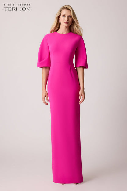 Teri Jon | Teri Jon | Crepe Fitted 3/4 Sleeve Gown | Cloister Collection | M.O.B.