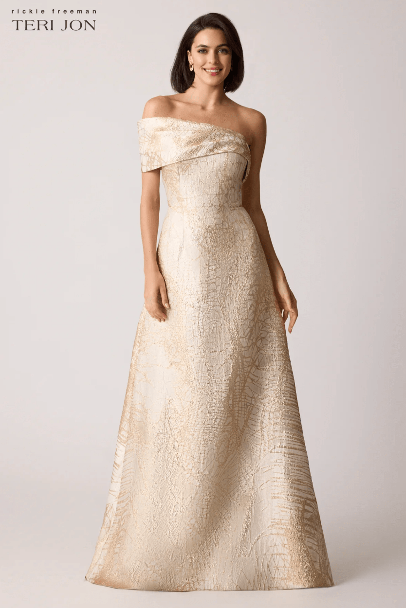 Teri Jon | Teri Jon | One - Shoulder Jacquard Gown | Cloister Collection | M.O.B.