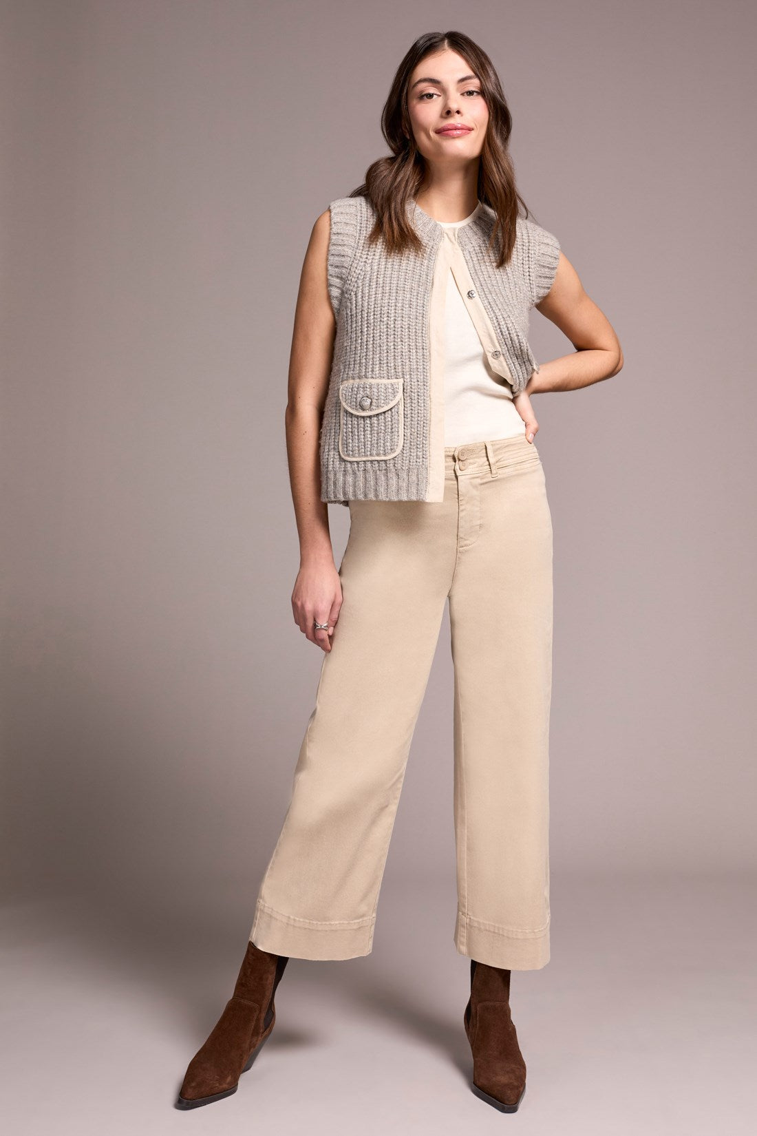 Tribal | High Rise Fly Front Palazzo Pants