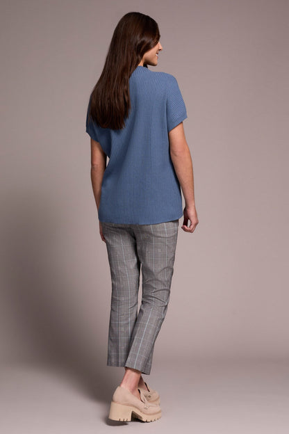 Tribal | Cotton Mock Neck Cap Short Sleeve Top