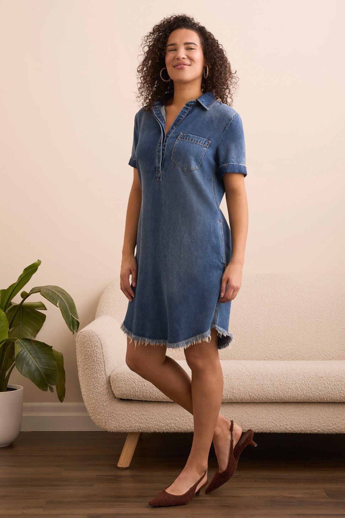 Flowy Lyocell® Pop Over Shirt Dress